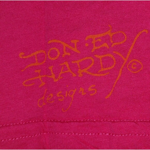 Ed Hardy Toddler Tee Size 2 Pink Bee Dragon w/ Cowboy Hat Rhinestones NWT - Picture 5 of 8